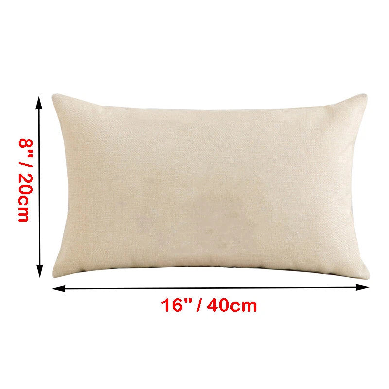 100Pcs 8"x16" Sublimation Blank Linen Pillow Case Sofa Car Waist Cushion Cover