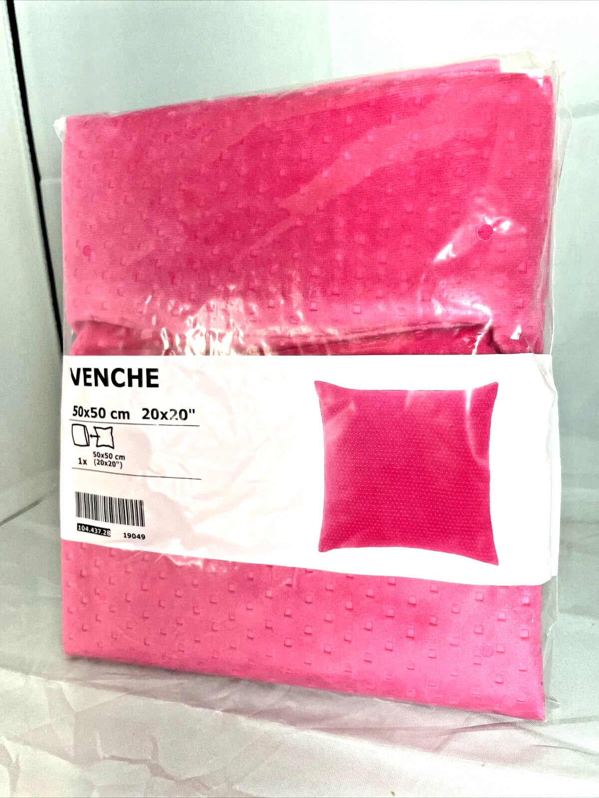 IKEA VENCHE Velvet Cushion Cover, 20x20", Bright Pink Soft & Luxurious Couch Bed
