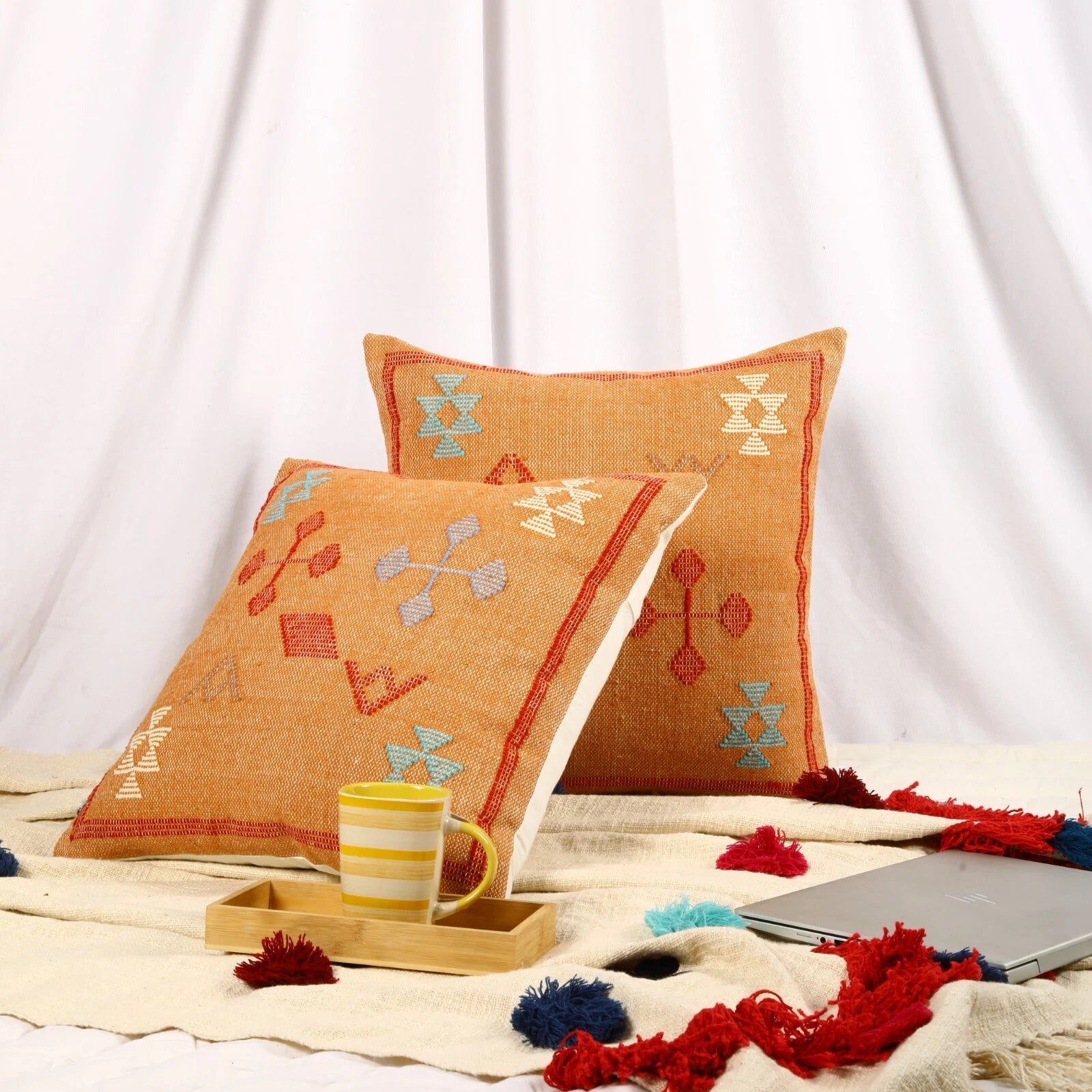 Set of 2 Sabra pillow cover geometric pattern Handwoven for living room decor