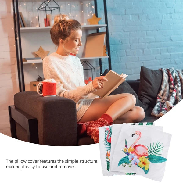4pcs Flamingo Pillow Covers Square Throw Pillowcase Bed Sofa Cushion Cover
