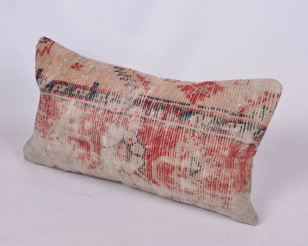 Hand Woven Kilim Rug Pillow Case 10x20 Vintage Handmade Jute Throw Cushion Cover