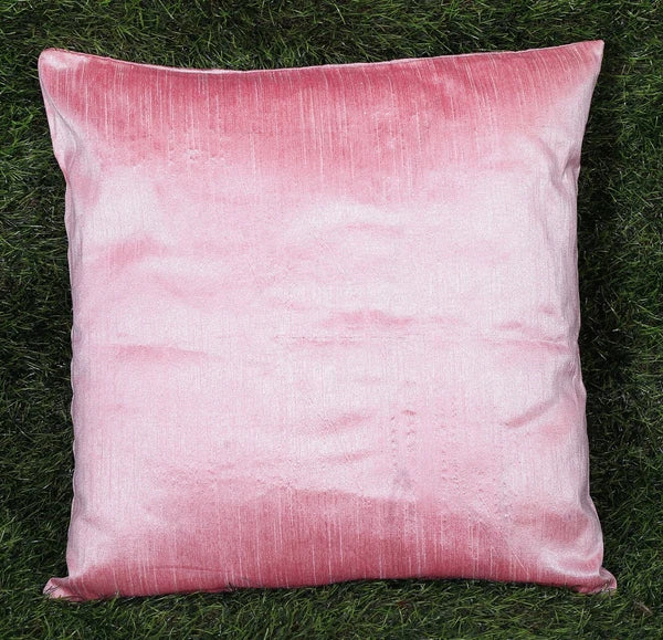 Ethnic 16"  Dupioni Silk Cushion Cover Solid Square Pillow Cover Sofa Throw Pink