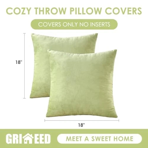 Throw Pillow Covers Sage Green Set of 2 18x18 18" x 18" (Pack of 2) Sage Green1