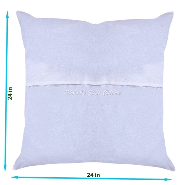 Pillow Cover Handcrafted Embroidered Decor Car Sofa Cushion Case 24 x 24 in