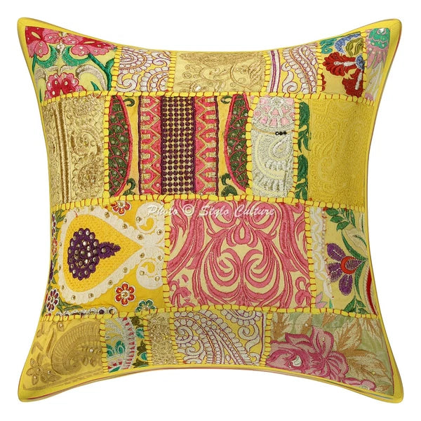 Pillow Cover Patchwork Vintage Decor Car Sofa Cushion Case 16 x 16 in