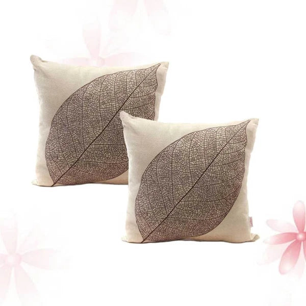 2 Pcs Leaf Pillow Cover Cushion Autumn Linen Square Sofa Pillowcase