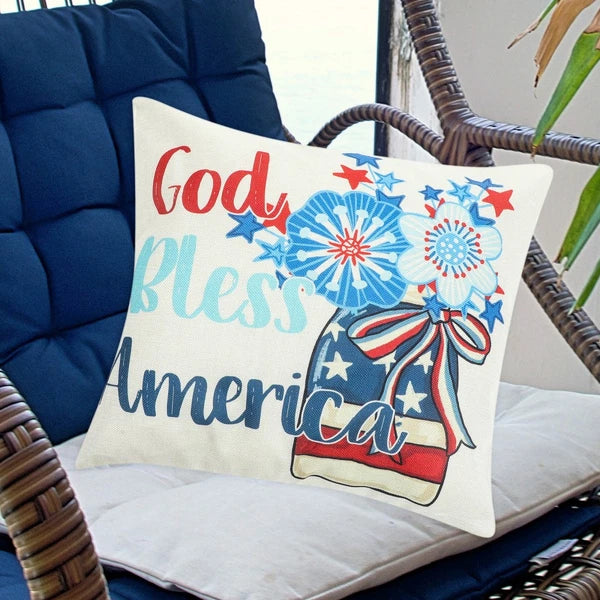 4 Pcs Decorative Pillow Cover Modern Cushion Independence Day Case Covers
