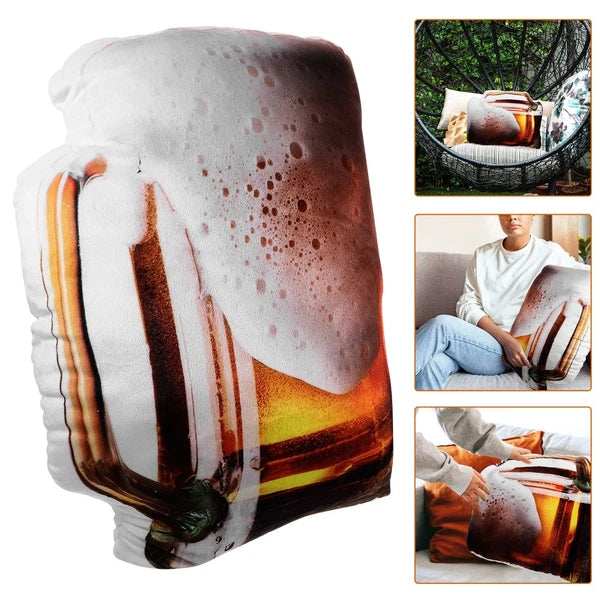 Beer Pillow Fun Shaped Pillows Funny Throw Couch Cartoon Cushion
