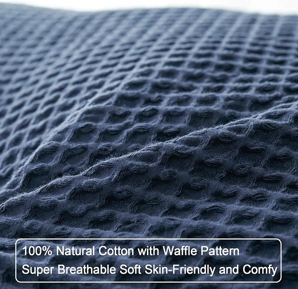PHF 100% Cotton Waffle Weave Euro Pillow Zip Cases Covers Bed Sofa 26x26 Blue