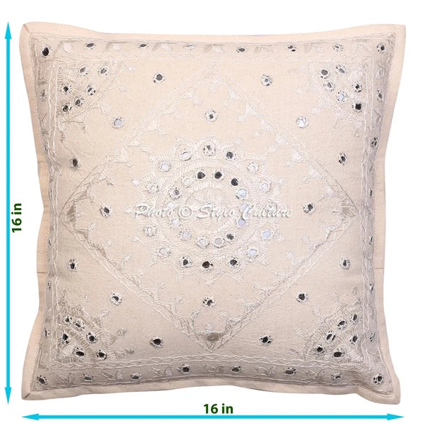 Decorative Home Decor 16 x 16 in Boho Cushion Cover Embroidered Sofa Pillow Case