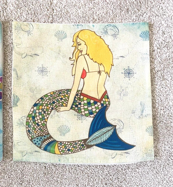 New Set of 2 Pillow Cover 17 x 17 Beach Ocean Summer Blue Bed Sofa Cushion Case