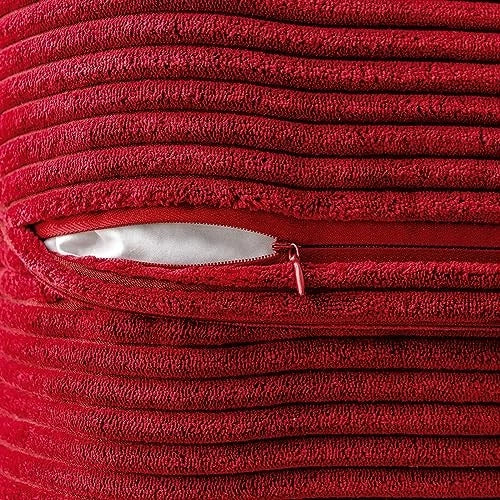 Decorative Lumbar Throw Pillow Covers for Couch Bed 20" x 12" (Pack of 2) Red