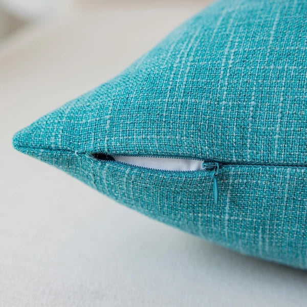 Set of 2 Decorative Linen Pillowcases for Couch/Sofa/Bed 26x26-inch Peacock Blue