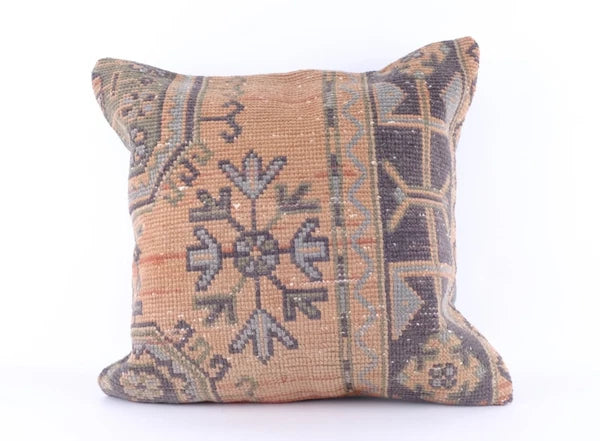 Vintage Turkish Rug Pillow Cover – 60cm Kilim Boho Cushion Case