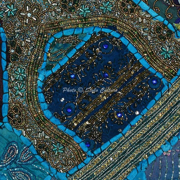 Beaded Cushion Cover Boho Throw Ethnic Pillow Case Hippie Gypsy Home Decor