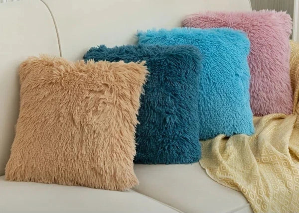 Decorative  plush pillow cushion covers 18x18 set of 2 White for sofa or bed