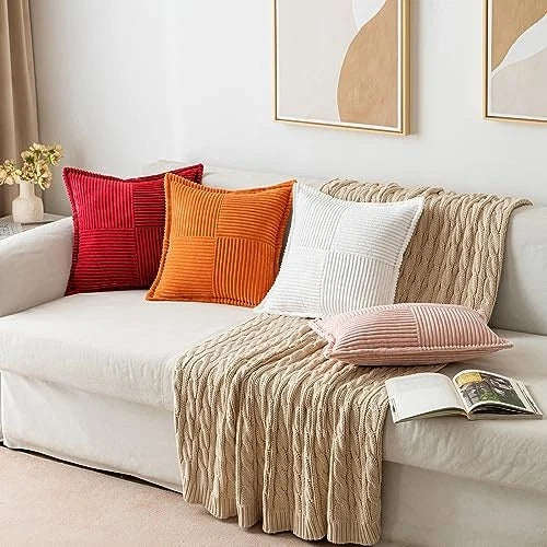 Decorative Lumbar Throw Pillow Covers for Couch Bed 20" x 12" (Pack of 2) Red