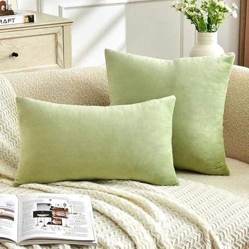 Throw Pillow Covers Sage Green Set of 2 18x18 18" x 18" (Pack of 2) Sage Green1
