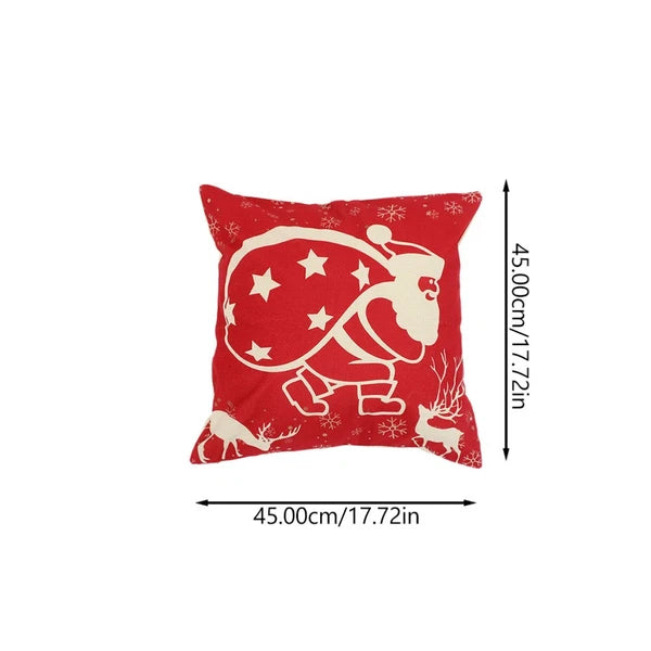 4Pcs Christmas Pillow Cover Sofa Cushion Case Zippered Pillowcase (45x45cm)