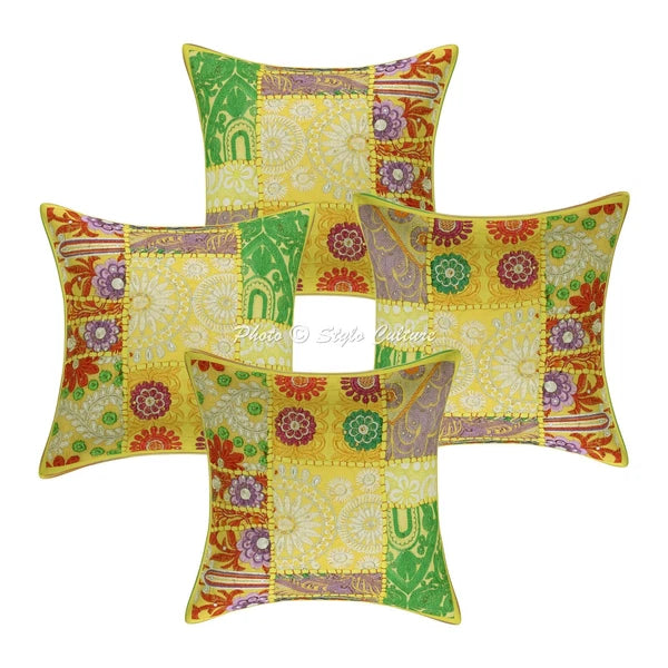 Ethnic Cushion Cover Patchwork Vintage 12 x 12 in Hippie Sofa Car Pillow Case