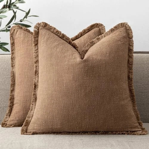 Set of 2 Decorative Throw Pillow Covers 20×20 Inch 20" x 20" (Pack of 2) Brown