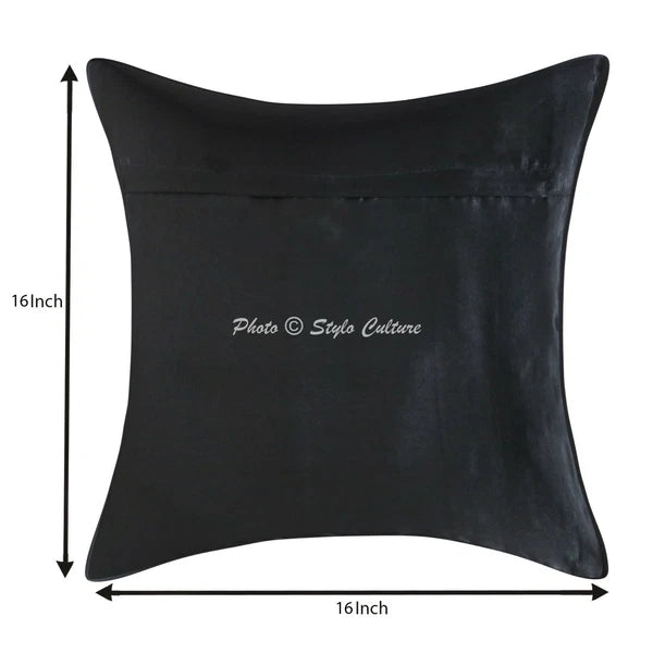 Boho Throw Pillow Covers Brocade Ethnic 16 x 16 Peacock Sofa Decor Pillow Case