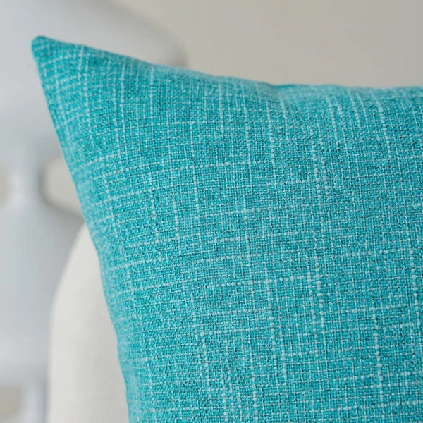 Set of 2 Decorative Linen Pillowcases for Couch/Sofa/Bed 26x26-inch Peacock Blue