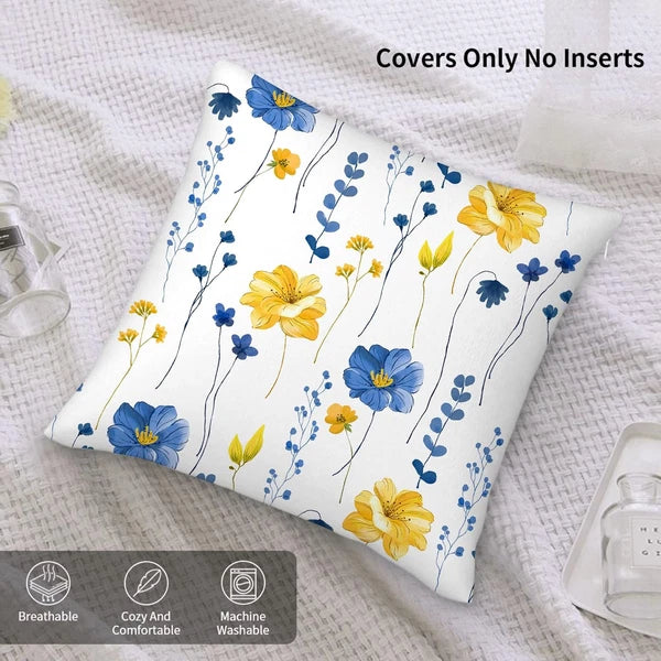 Navy Blue Yellow Flower Pillow 18" x (Pack of 2),