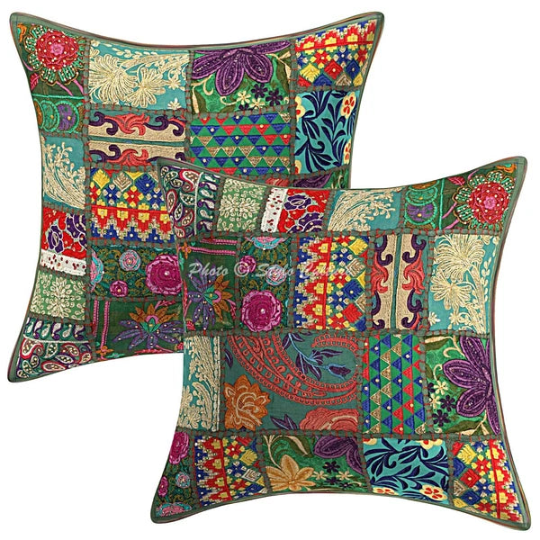 Pillow Cover Handcrafted Ethnic Vintage Decor Car Sofa Cushion Case 18 x 18 in