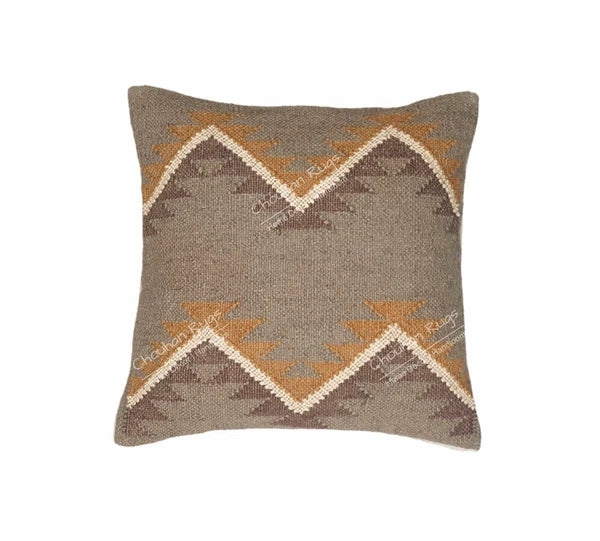 Indian Handmade 4 Set Wool Jute Kilim Cushion Cover 45x45 Cm Decor Sofa And Room