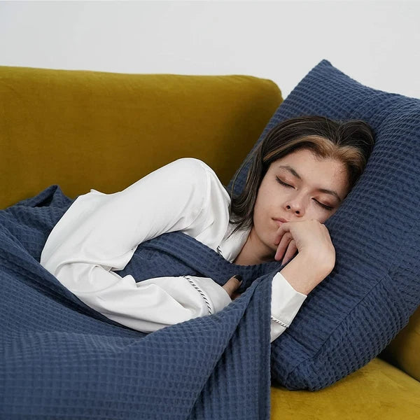 PHF 100% Cotton Waffle Weave Euro Pillow Zip Cases Covers Bed Sofa 26x26 Blue