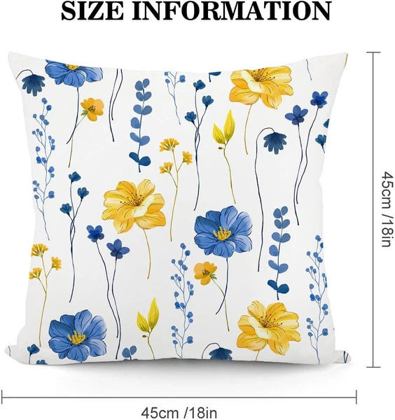 Navy Blue Yellow Flower Pillow 18" x (Pack of 2),