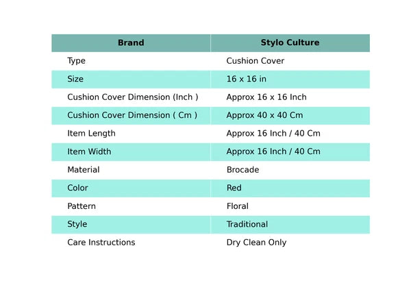 Pillow Cover Handcrafted Brocade Jacquard Decor Car Sofa Cushion Case 16 x 16 in