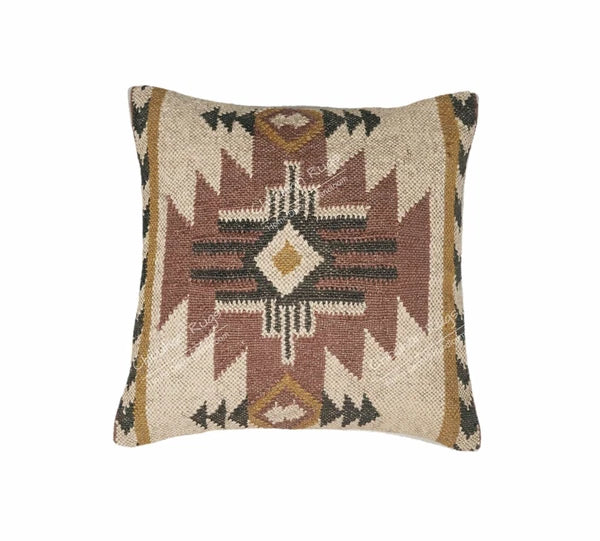 Indian Handmade 4 Set Wool Jute Kilim Cushion Cover 45x45 Cm Decor Sofa And Room