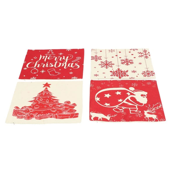 4Pcs Christmas Pillow Cover Sofa Cushion Case Zippered Pillowcase (45x45cm)
