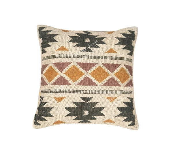 Indian Handmade 4 Set Wool Jute Kilim Cushion Cover 45x45 Cm Decor Sofa And Room