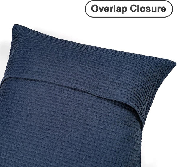 PHF 100% Cotton Waffle Weave Euro Pillow Zip Cases Covers Bed Sofa 26x26 Blue