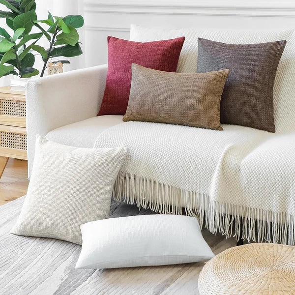 Pack of 2 Throw Pillow Covers 12X20 Inch Linen Dark Brown Pillowcases Farmhouse