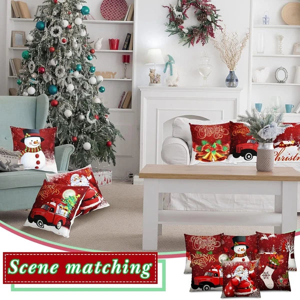 4 x 18" Christmas Pillow Case Cover Set Sofa Pillowcase Cushion Cover Home Decor