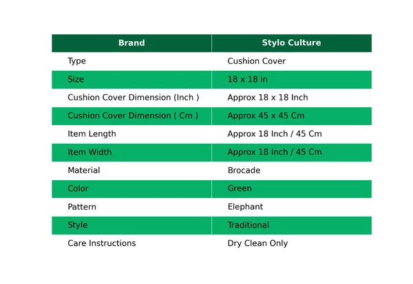 Pillow Cover Elephant Brocade Jacquard Decor Car Sofa Cushion Case 18 x 18 in