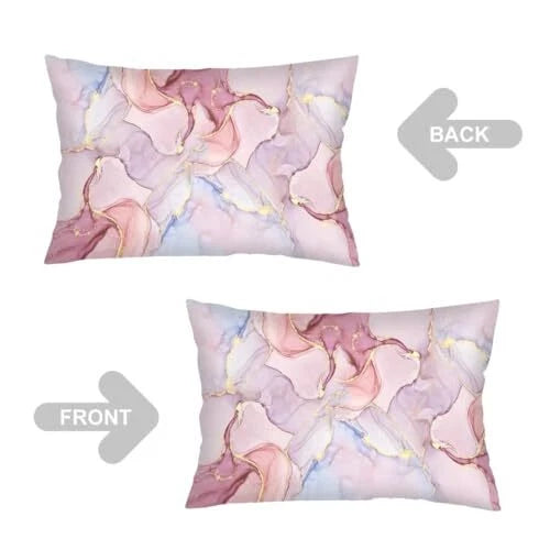 Throw Pillow Cover Queen Size Set of 2,Gold Abstract Modern Decorative Pink