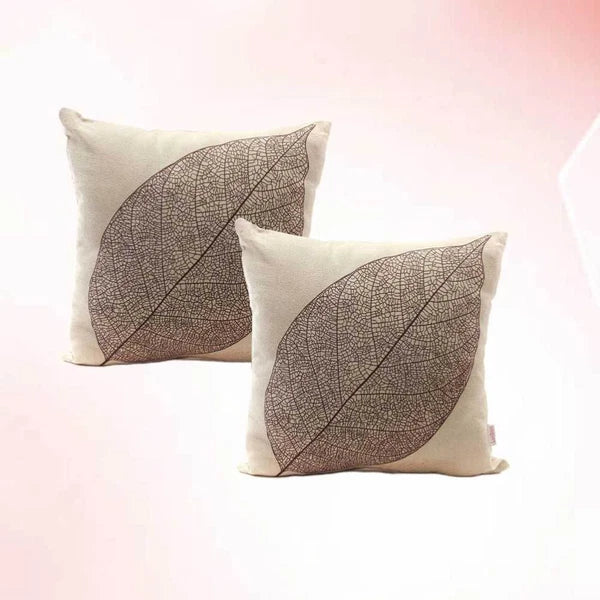 2 Pcs Leaf Pillow Cover Cushion Autumn Linen Square Sofa Pillowcase