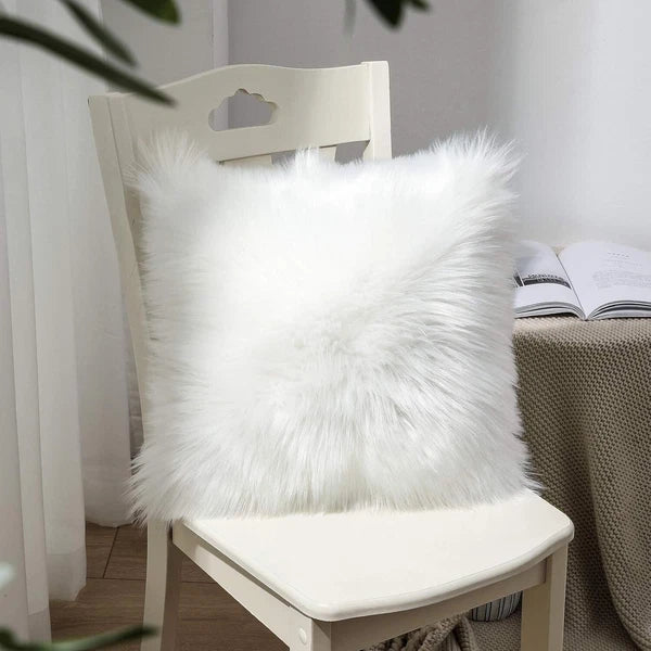 Soft Faux Fur Fluffy Square Plush Pillow Case Cushion Cover Home Sofa Bed Decor
