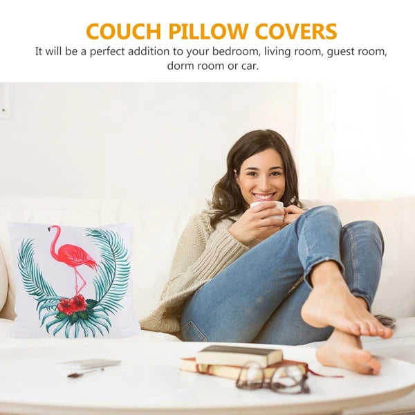 4pcs Flamingo Pillow Covers Square Throw Pillowcase Bed Sofa Cushion Cover