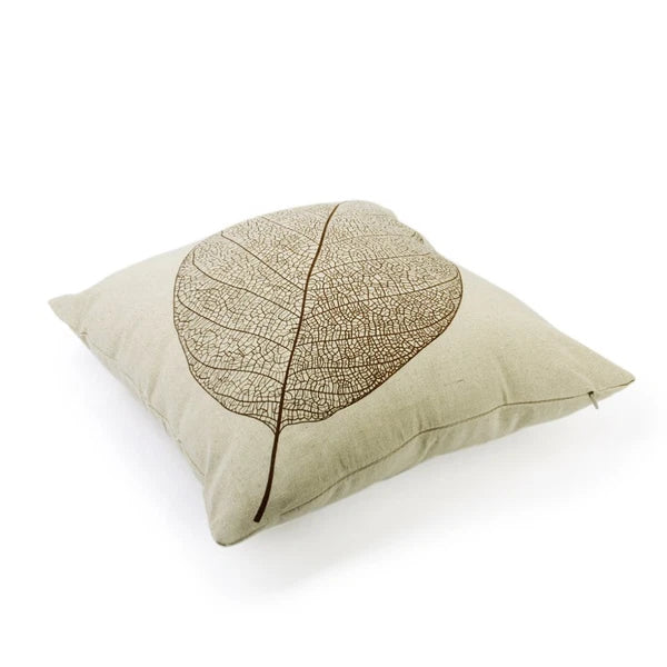 Leaf Decorative Cushion Cover Cotton Linen Sofa Throw Pillow Case