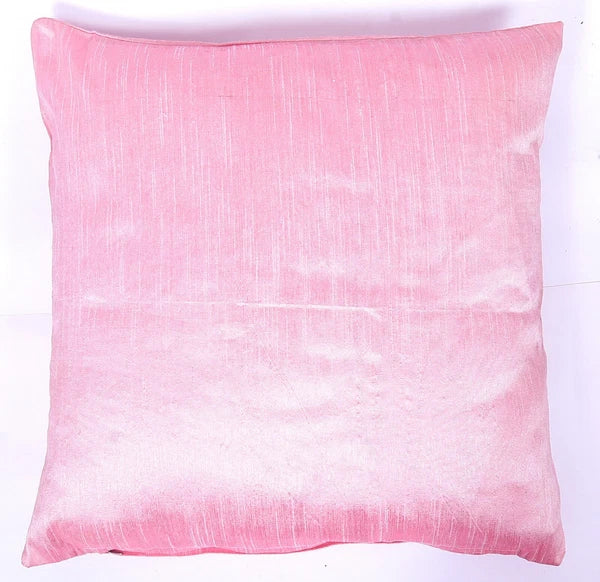 Ethnic 16"  Dupioni Silk Cushion Cover Solid Square Pillow Cover Sofa Throw Pink