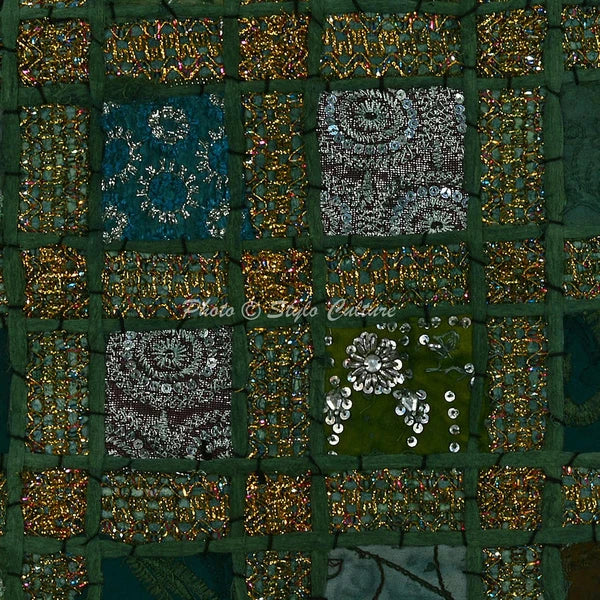 Pillow Cover Handcrafted Ethnic Patchwork Decor Car Sofa Cushion Case 16 x 16 in