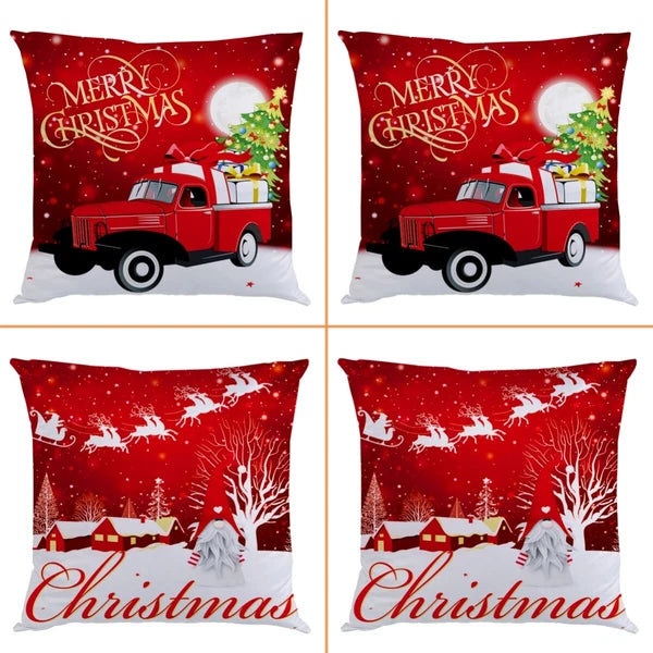 4 x 18" Christmas Pillow Case Cover Set Sofa Pillowcase Cushion Cover Home Decor