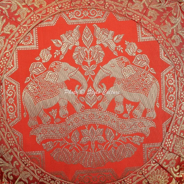 Pillow Cover Elephant Brocade Jacquard Decor Car Sofa Cushion Case 17 x 17 in