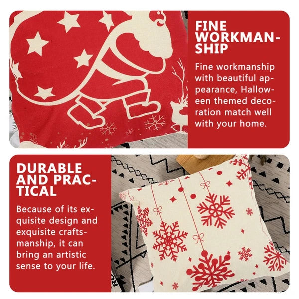 4Pcs Christmas Pillow Cover Sofa Cushion Case Zippered Pillowcase (45x45cm)